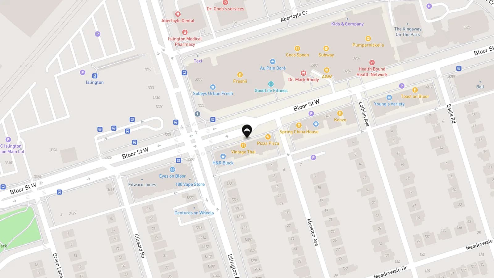 Map showing location of Fit Cake Toronto