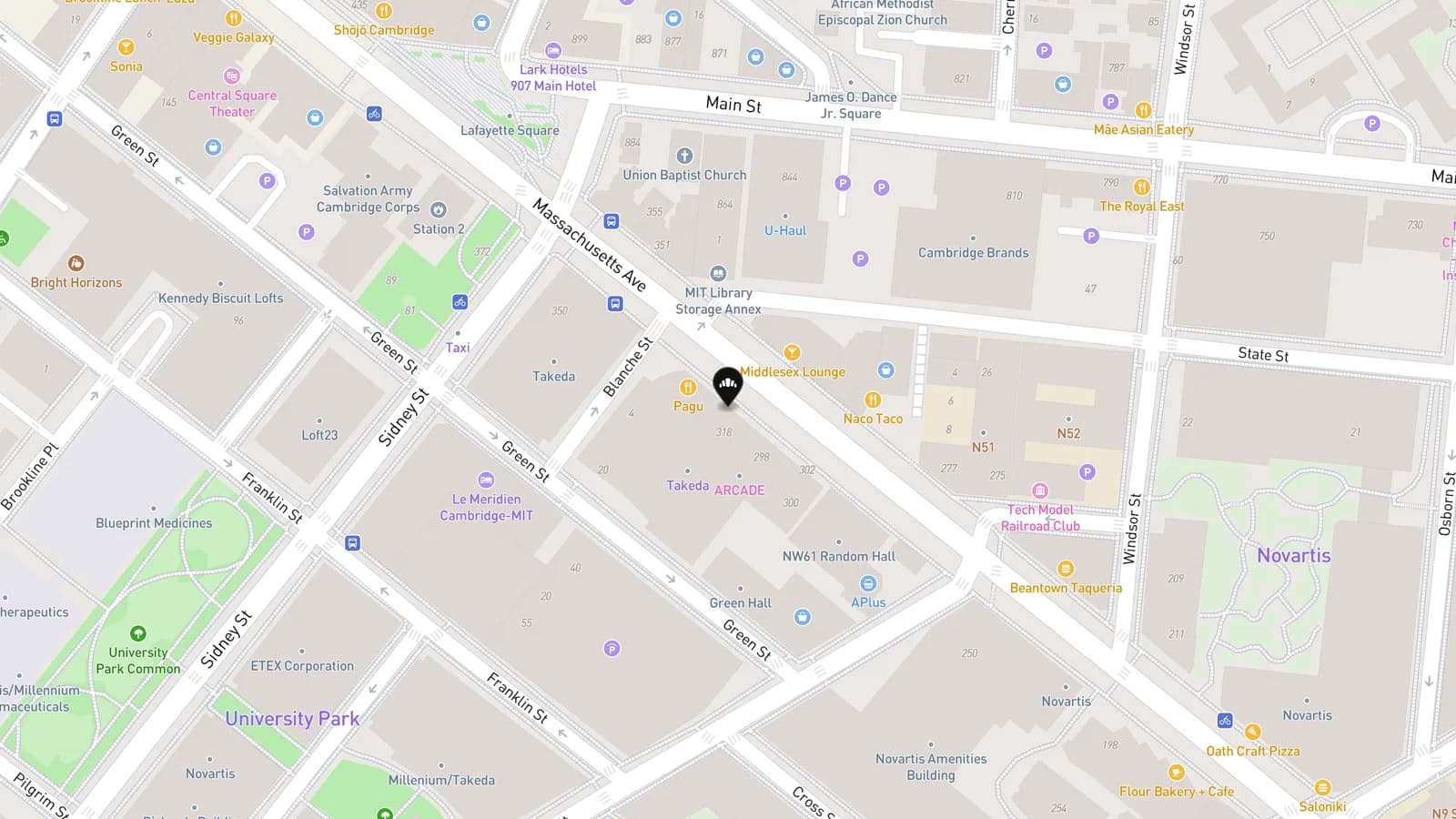 Map showing location of Verveine Cafe & Bakery