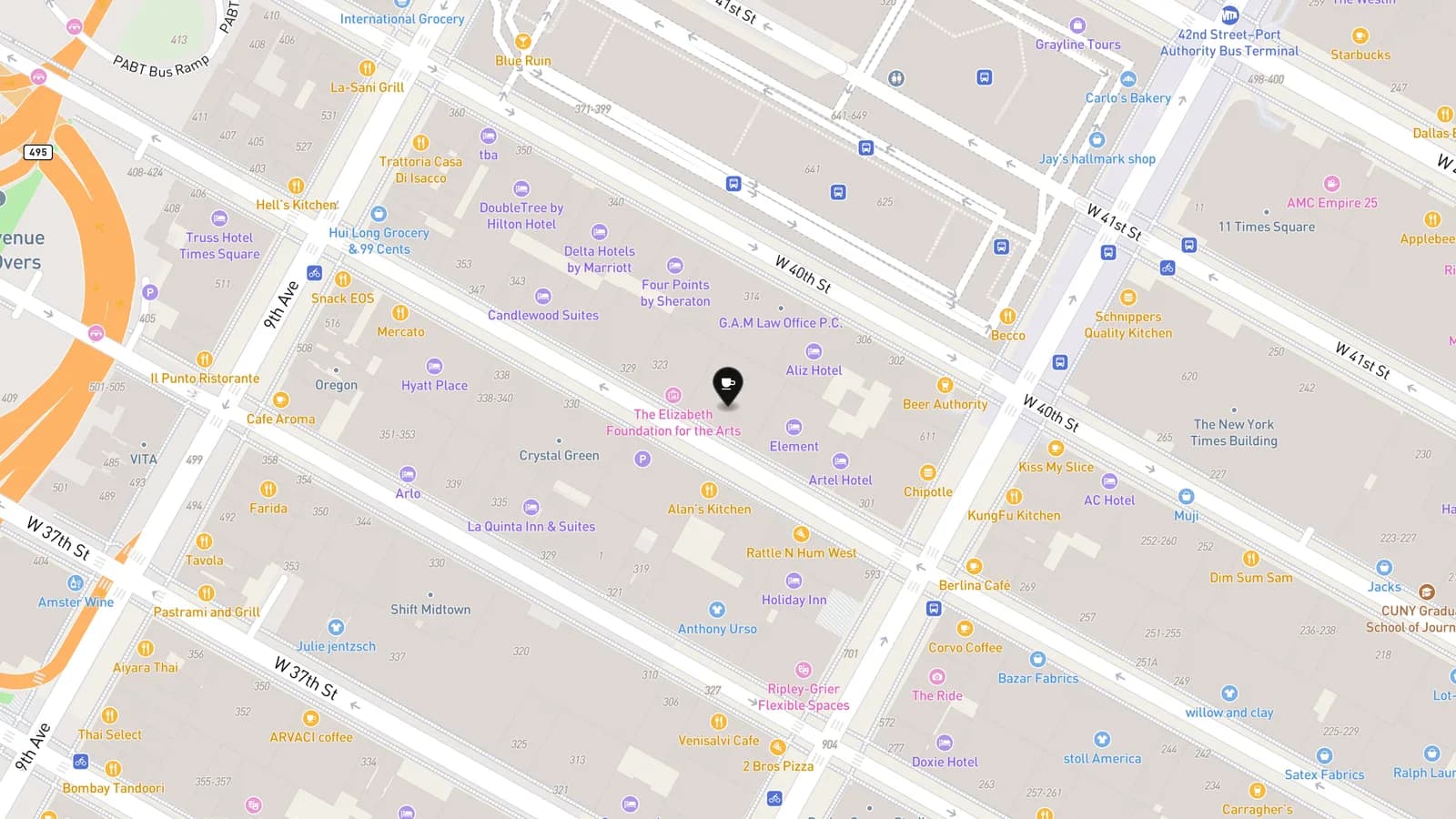Map showing location of Posh Pop Bakeshop (Times Square)