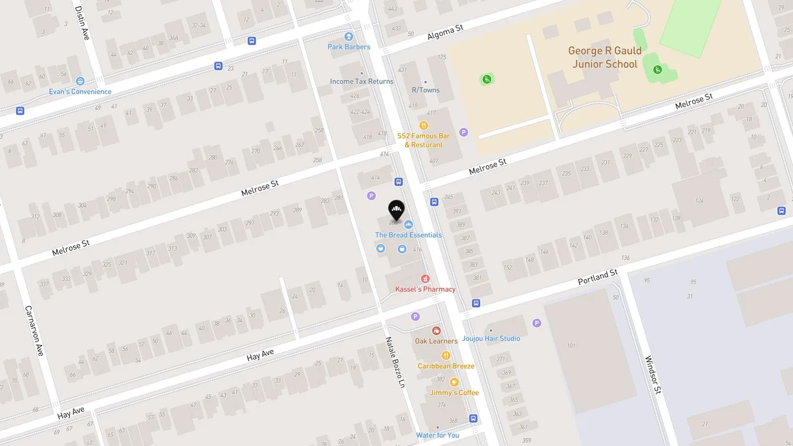 Map showing location of The Bread Essentials