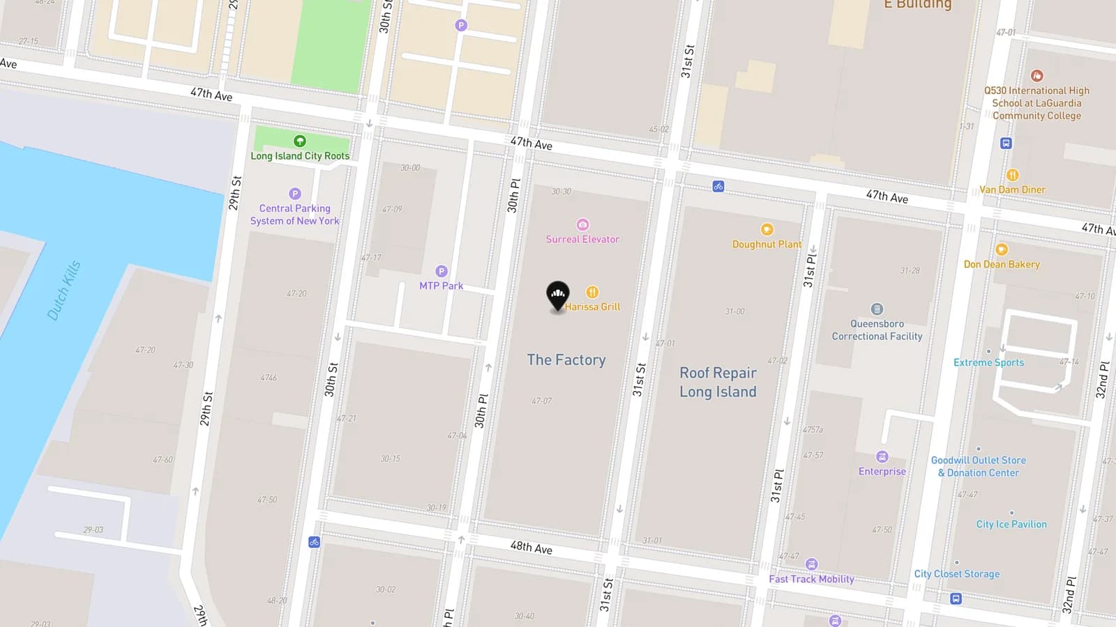 Map showing location of Sensible Edibles Bakery