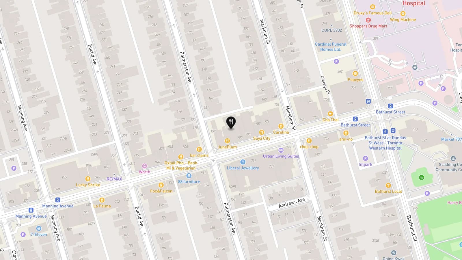 Map showing location of Almond Butterfly Bistro