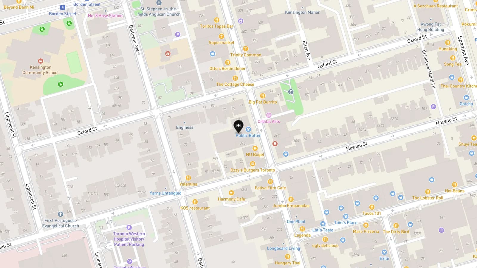 Map showing location of Bunner's Bakeshop