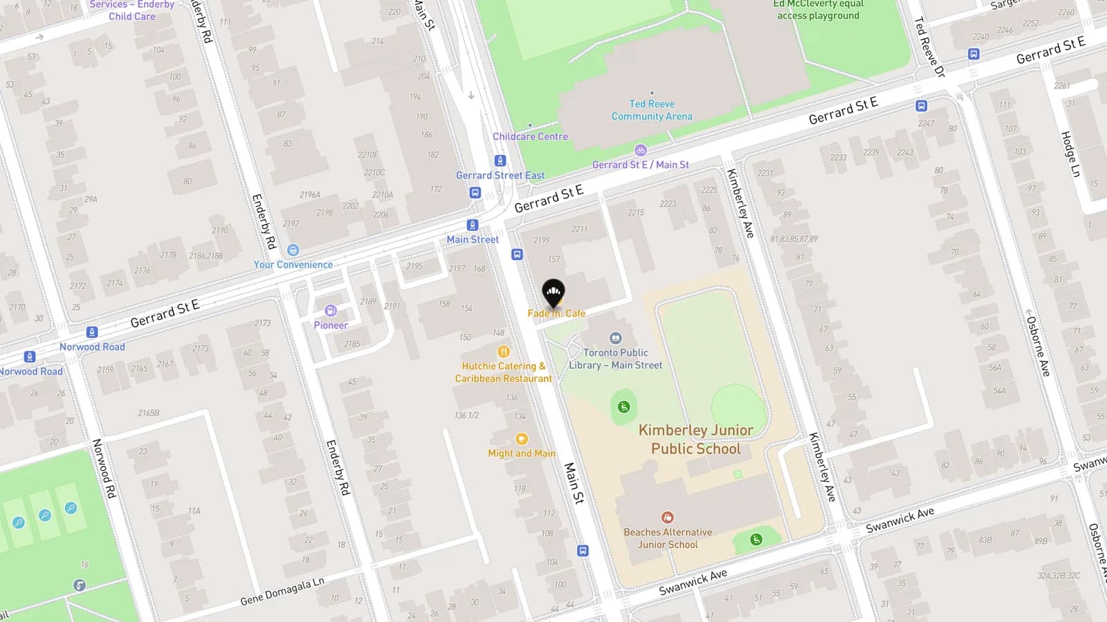 Map showing location of Gemaro Bakery