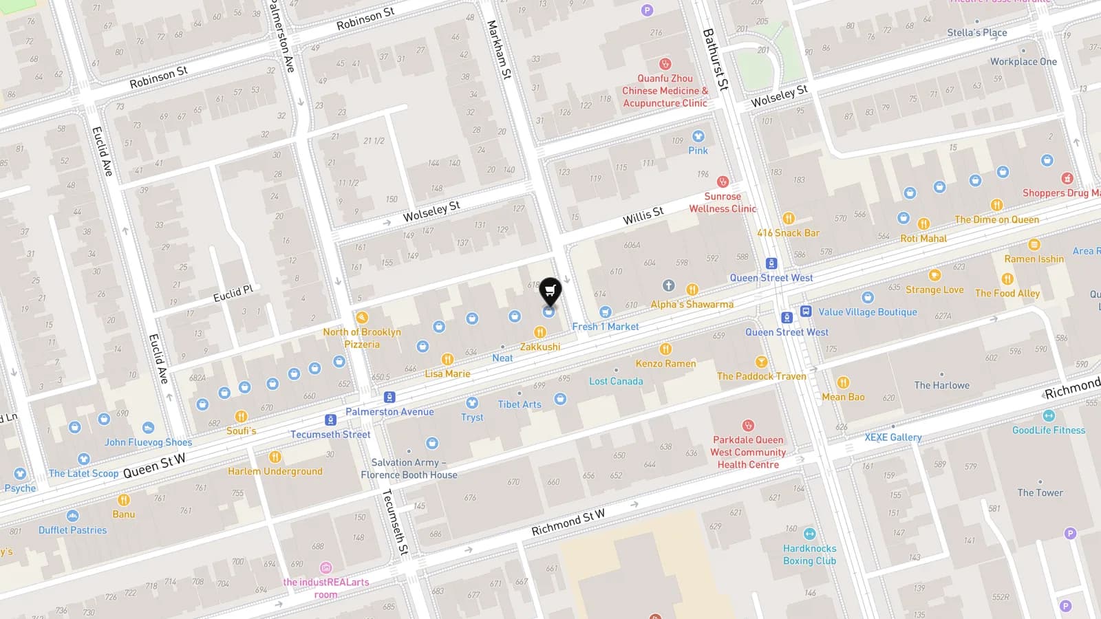 Map showing location of On Third Thought