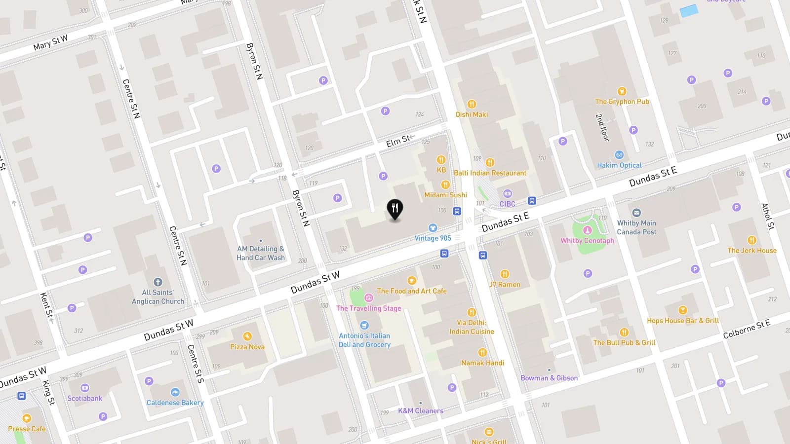 Map showing location of Surf Kitchen and Bar