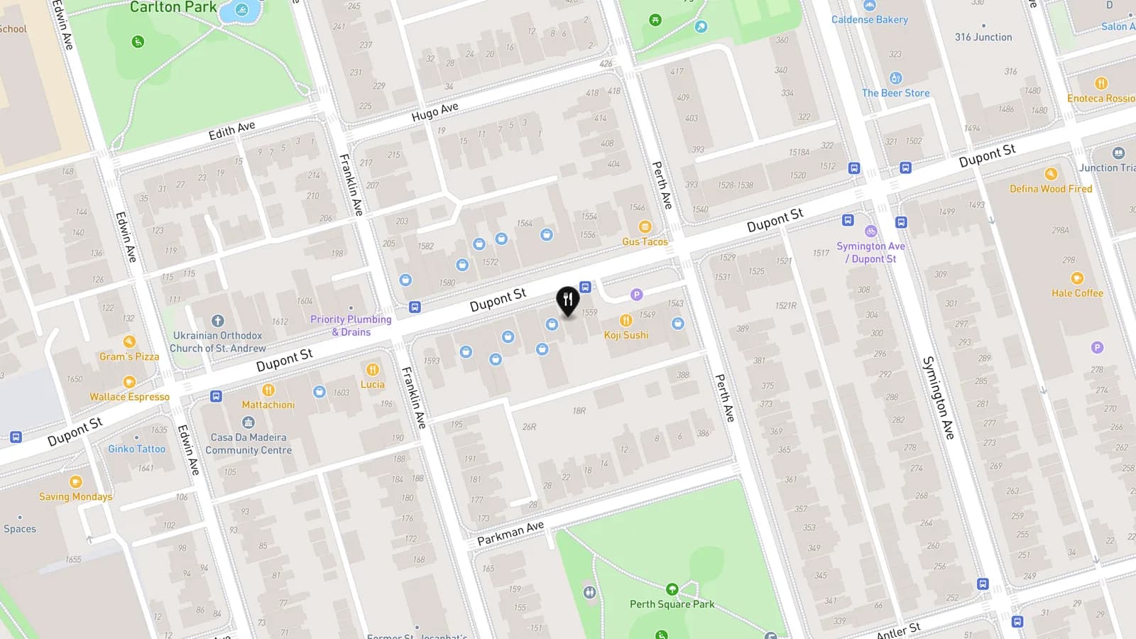 Map showing location of Colombian Street Food
