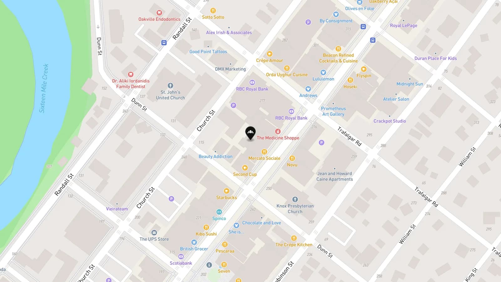 Map showing location of Kelly's Bake Shoppe